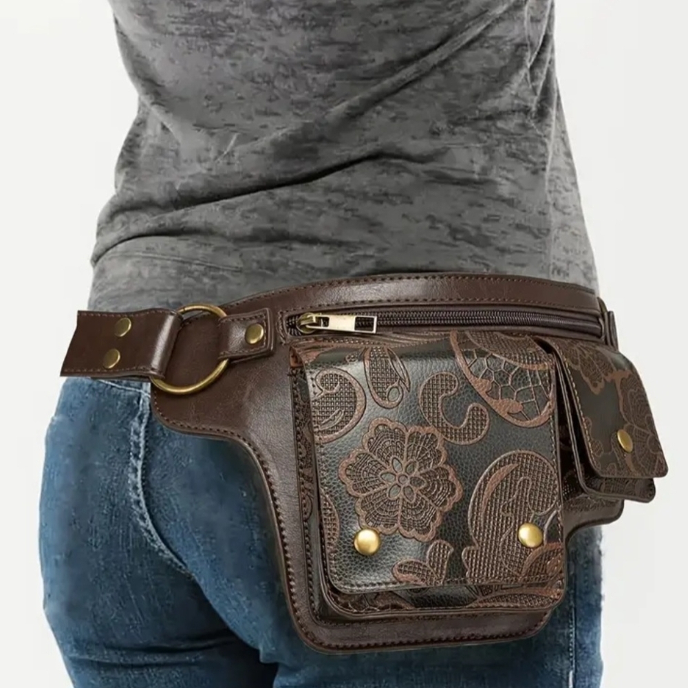 Local European Brown Floral Travel Bag